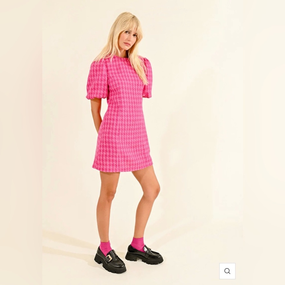 Lili Sidonio Sydney Pink Houndstooth Dress